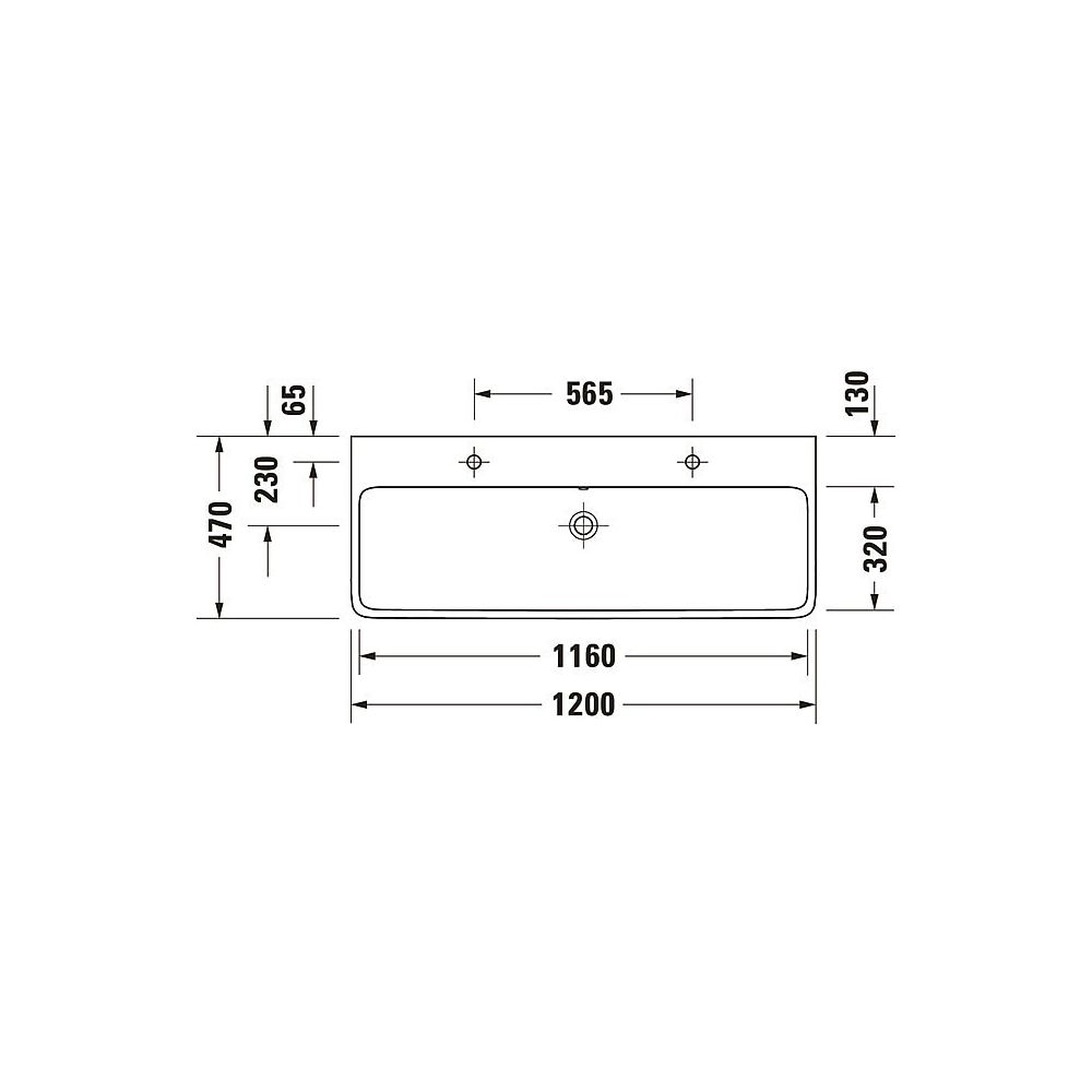 Duravit Qatego Waschtisch 470x1200x150mm wandhäng., Weiß Hochglanz, Rechteckig, Dur... DURAVIT-2382120028 4067116305517 (Abb. 4)