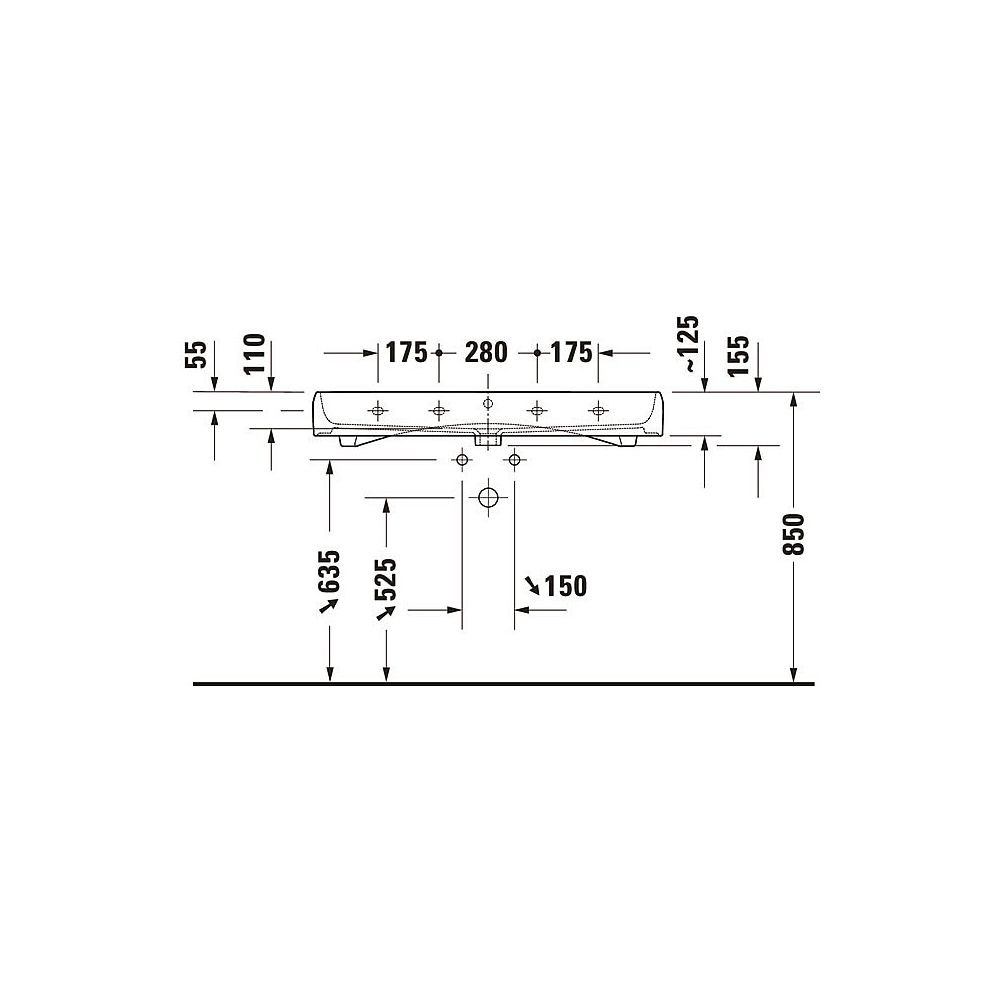 Duravit Qatego Waschtisch 470x1000x150mm wandh. Weiß Hochglanz, Rechteckig, HYG, 1 ... DURAVIT-2382102060 4067116070149 (Abb. 2)