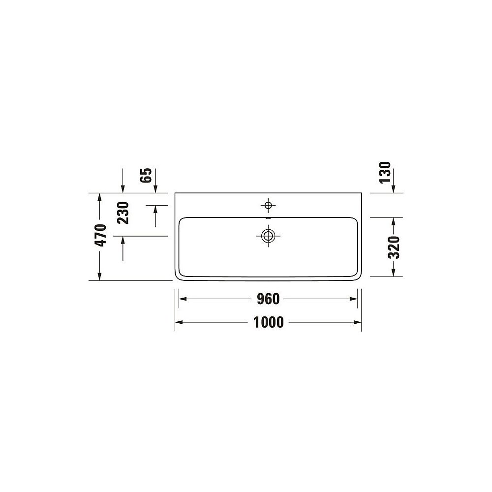Duravit Qatego Waschtisch 470x1000x150mm wandh. Weiß Hochglanz, Rechteckig, HYG, 1 ... DURAVIT-2382102060 4067116070149 (Abb. 3)