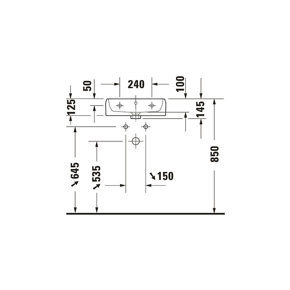 Duravit Qatego Handwaschbecken 350x450x145mm, Weiß Hochglanz, HygieneGlaze, Rechtec... DURAVIT-0746452060 4067116069679 (Abb. 2)
