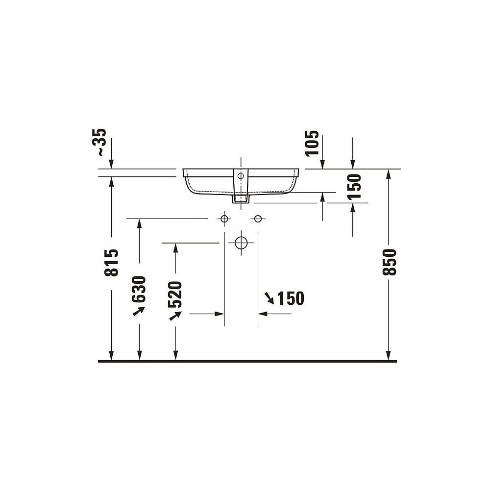 Duravit Qatego Einbauwaschtisch 320x480x150mm, Weiß Hochglanz, ohne HLB, mit Überla... DURAVIT-0398480028 4067116305142 (Abb. 2)