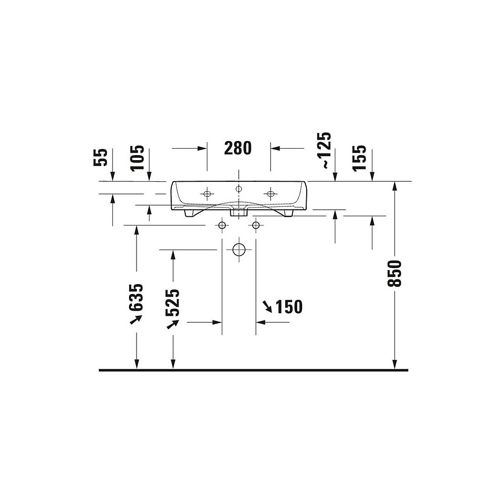 Duravit Qatego Waschtisch 470x600x150mm wandhäng., Weiß Hochglanz, Rechteckig, 1 Wa... DURAVIT-2382600028 4067116304909 (Abb. 4)