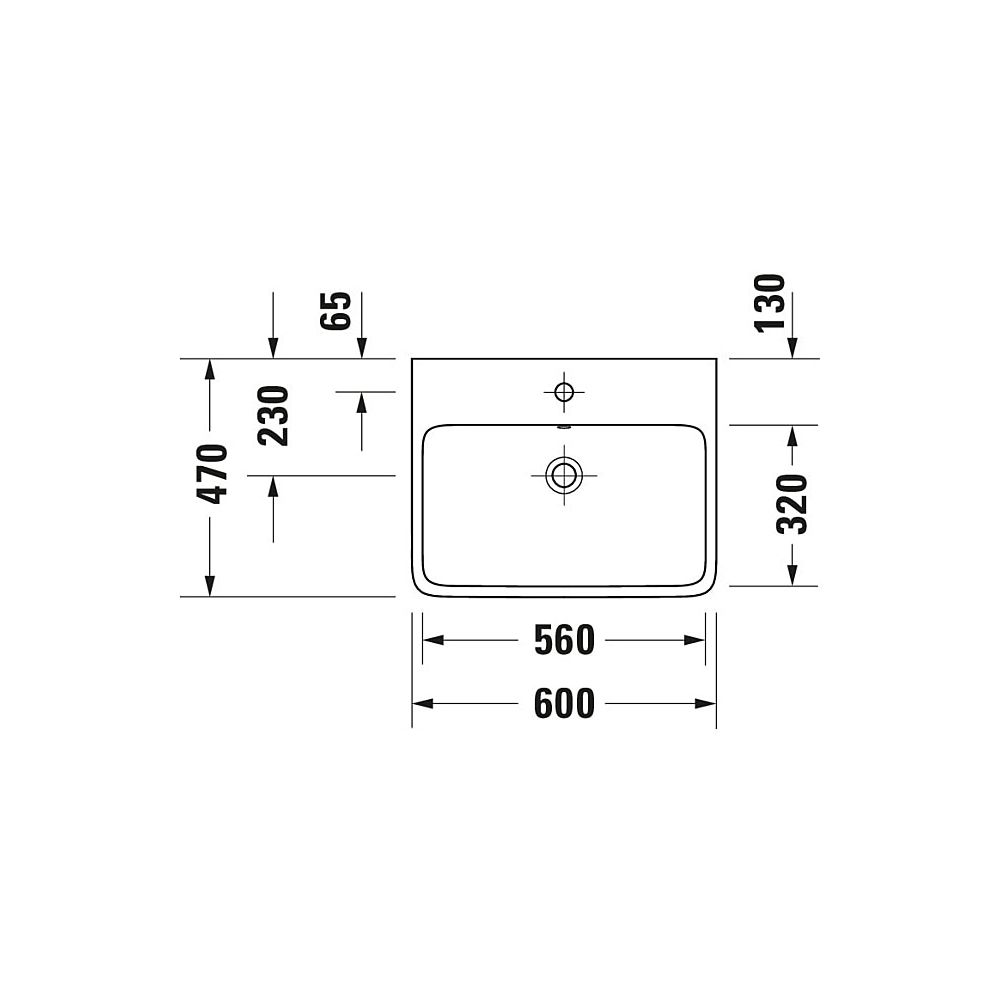 Duravit Qatego Waschtisch 470x600x150mm wandhäng., Weiß Hochglanz, Rechteckig, 1 Wa... DURAVIT-2382600028 4067116304909 (Abb. 5)