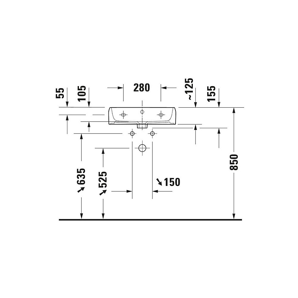 Duravit Qatego Waschtisch 420x500x150mm wandhäng., Weiß Hochglanz, Rechteckig, 1 Wa... DURAVIT-2382500028 4067116304862 (Abb. 4)