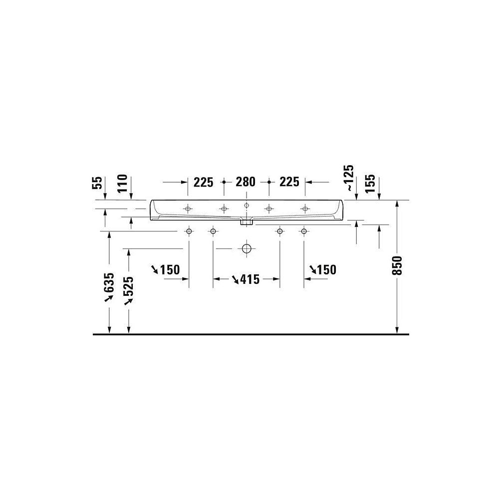 Duravit Qatego Waschtisch 470x1200x150mm wandhäng., Weiß Hochglanz, Rechteckig, Dur... DURAVIT-2382120028 4067116305517 (Abb. 6)