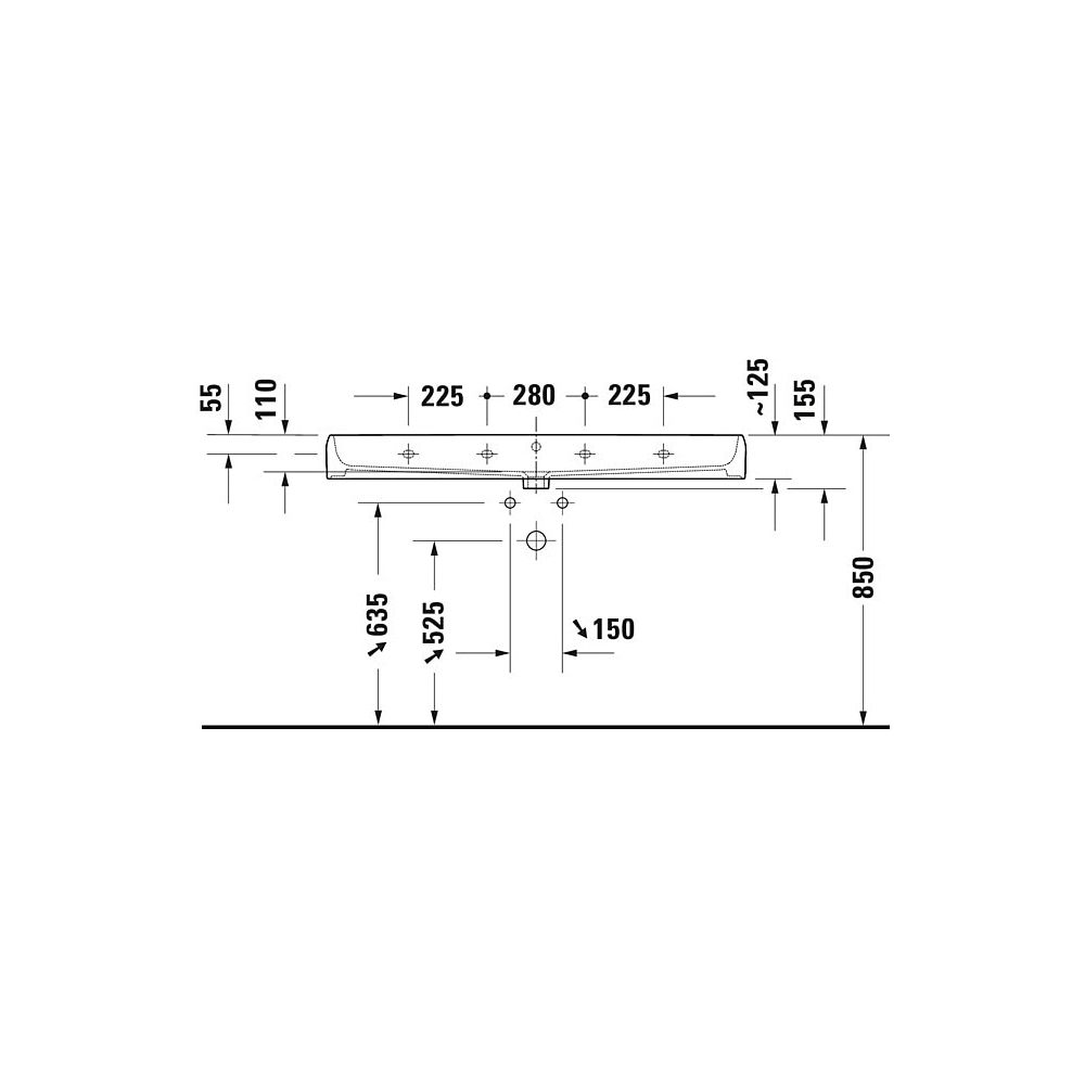 Duravit Qatego Waschtisch 470x1200x150mm wandhäng., Weiß Hochglanz, Rechteckig, Dur... DURAVIT-2382120028 4067116305517 (Abb. 7)