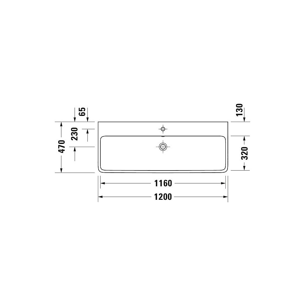 Duravit Qatego Waschtisch 470x1200x150mm wandhäng., Weiß Hochglanz, Rechteckig, Dur... DURAVIT-2382120028 4067116305517 (Abb. 9)