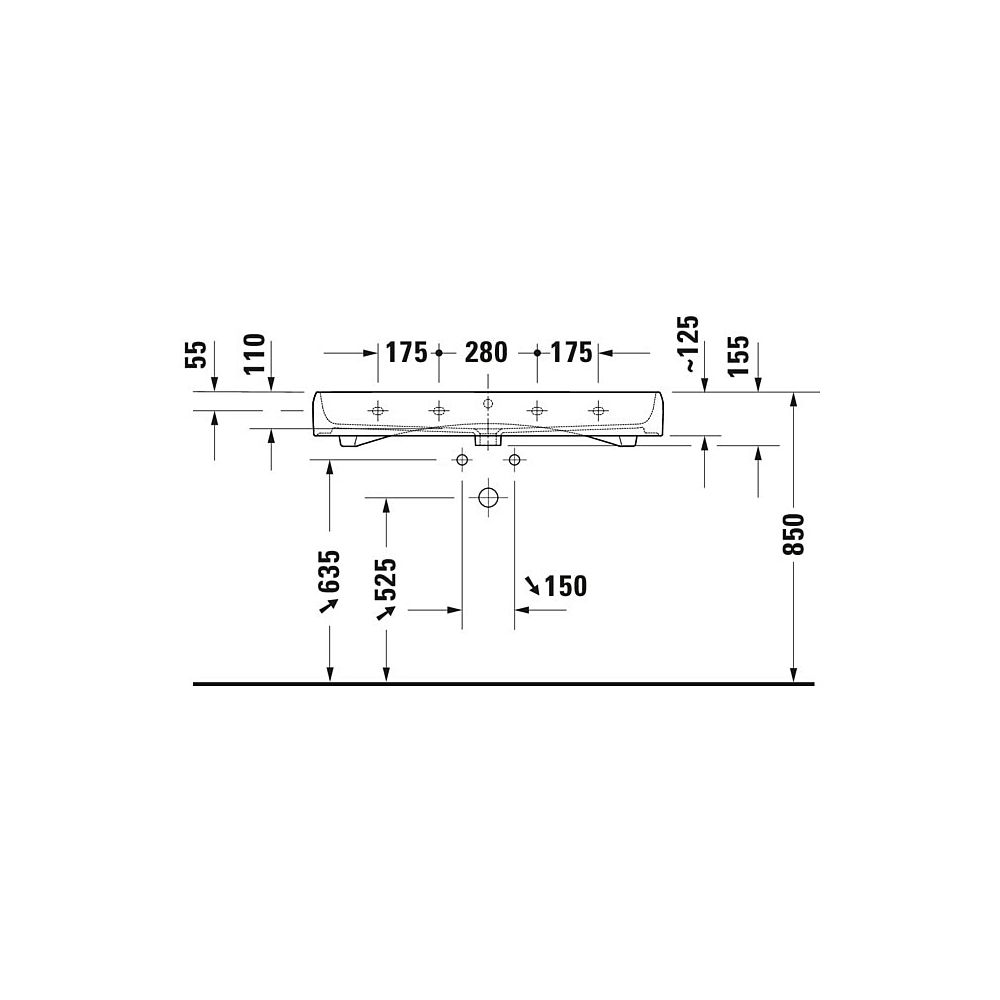 Duravit Qatego Waschtisch 470x1000x150mm wandh. Weiß Hochglanz, Rechteckig, HYG, 1 ... DURAVIT-2382102060 4067116070149 (Abb. 4)
