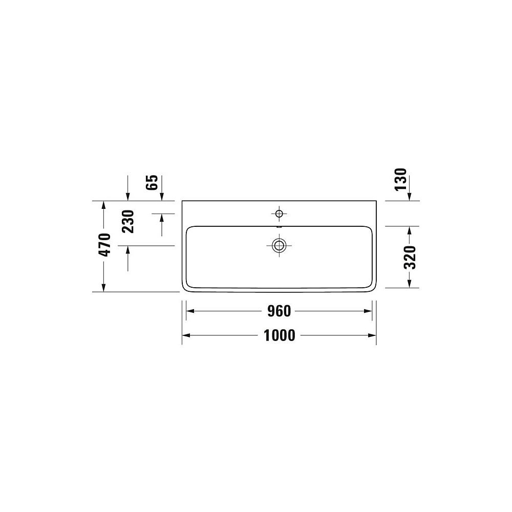 Duravit Qatego Waschtisch 470x1000x150mm wandh. Weiß Hochglanz, Rechteckig, HYG, 1 ... DURAVIT-2382102060 4067116070149 (Abb. 5)