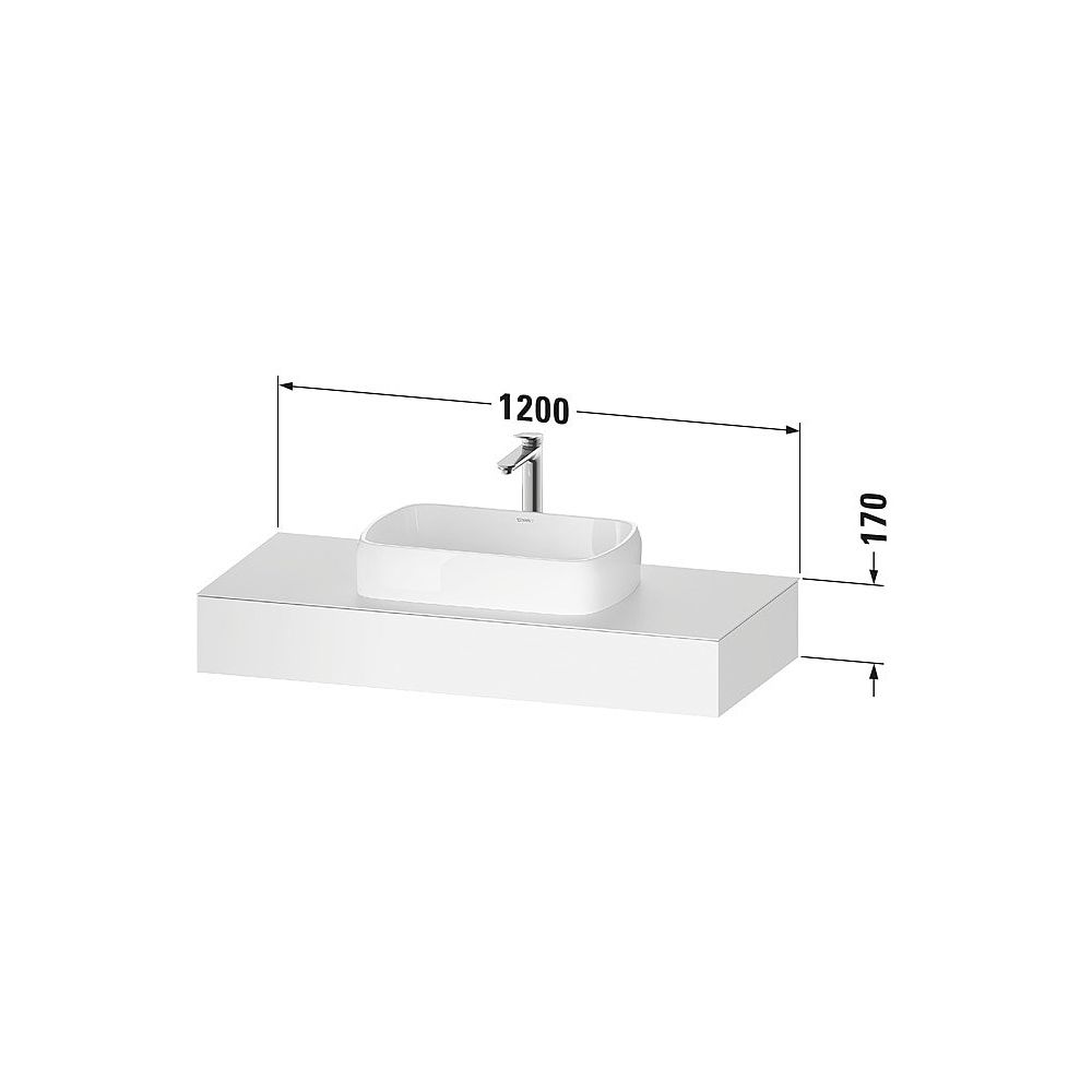 Duravit Qatego Konsole 550x1200x170mm, 1 Ausschnitt/Waschplatz, Weiß Hochglanz... DURAVIT-QA4802022220000 4067116258578 (Abb. 3)