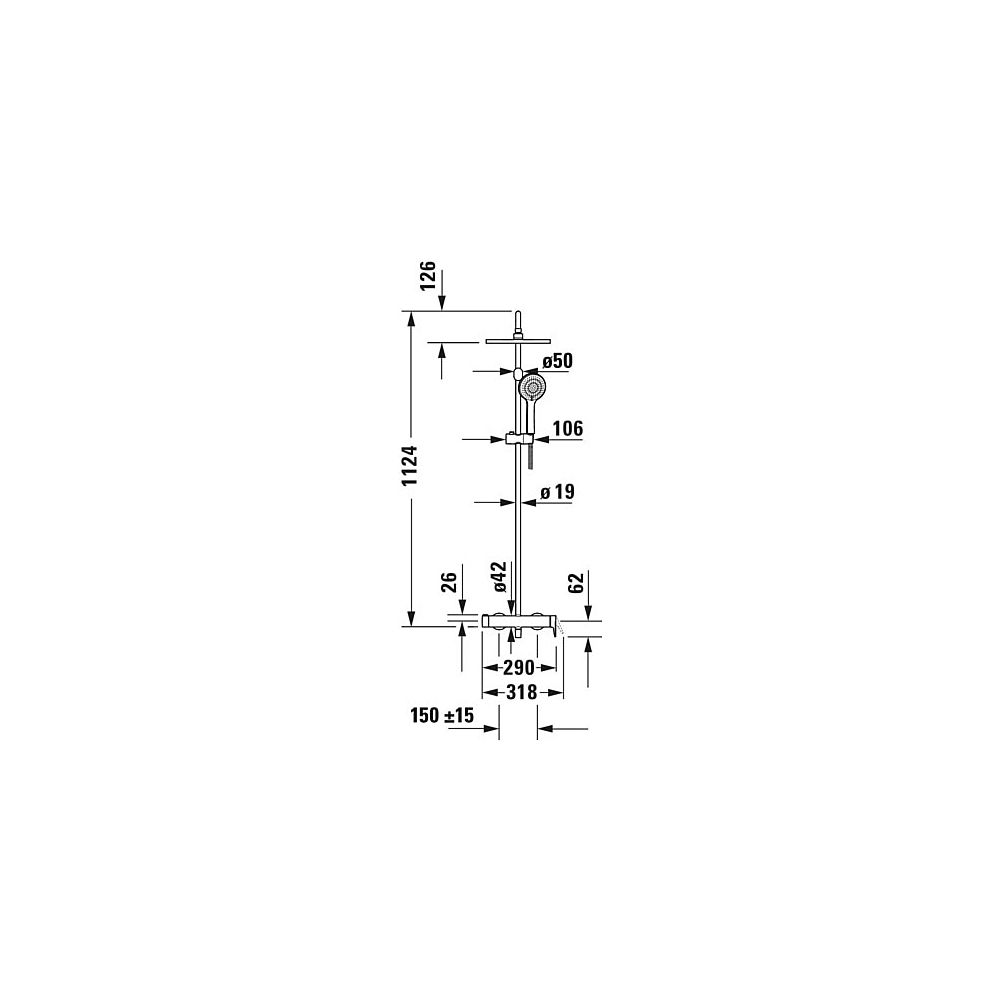 Duravit Wave Duschsystem, Einhebel-Brausemischer, Chrom HG, Höhe 1124mm, Brausesc... DURAVIT-WA4280007010 4067116105773 (Abb. 4)