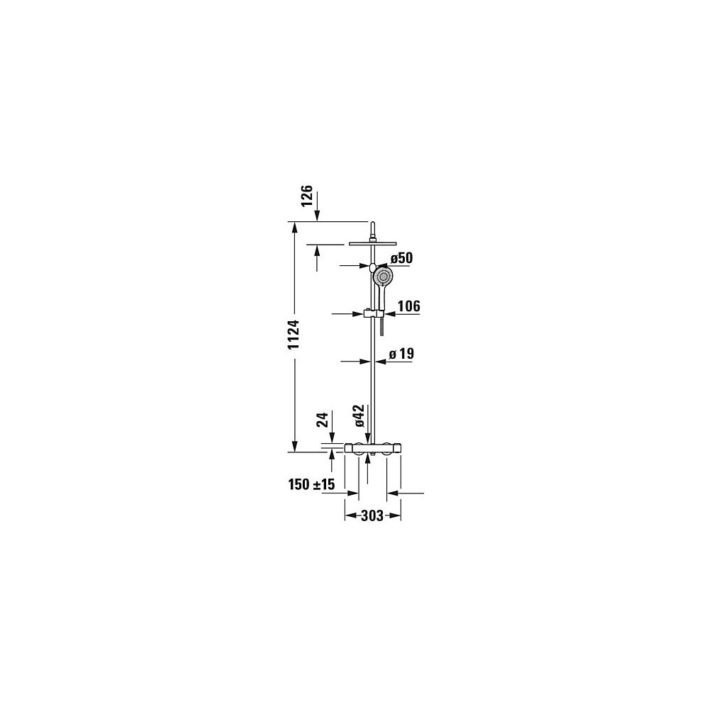 Duravit Shower Systems Duschsystem Gold poliert, Thermostat, Kopfbrause 250mm, 9l... DURAVIT-TH4282008034 4067116316339 (Abb. 3)
