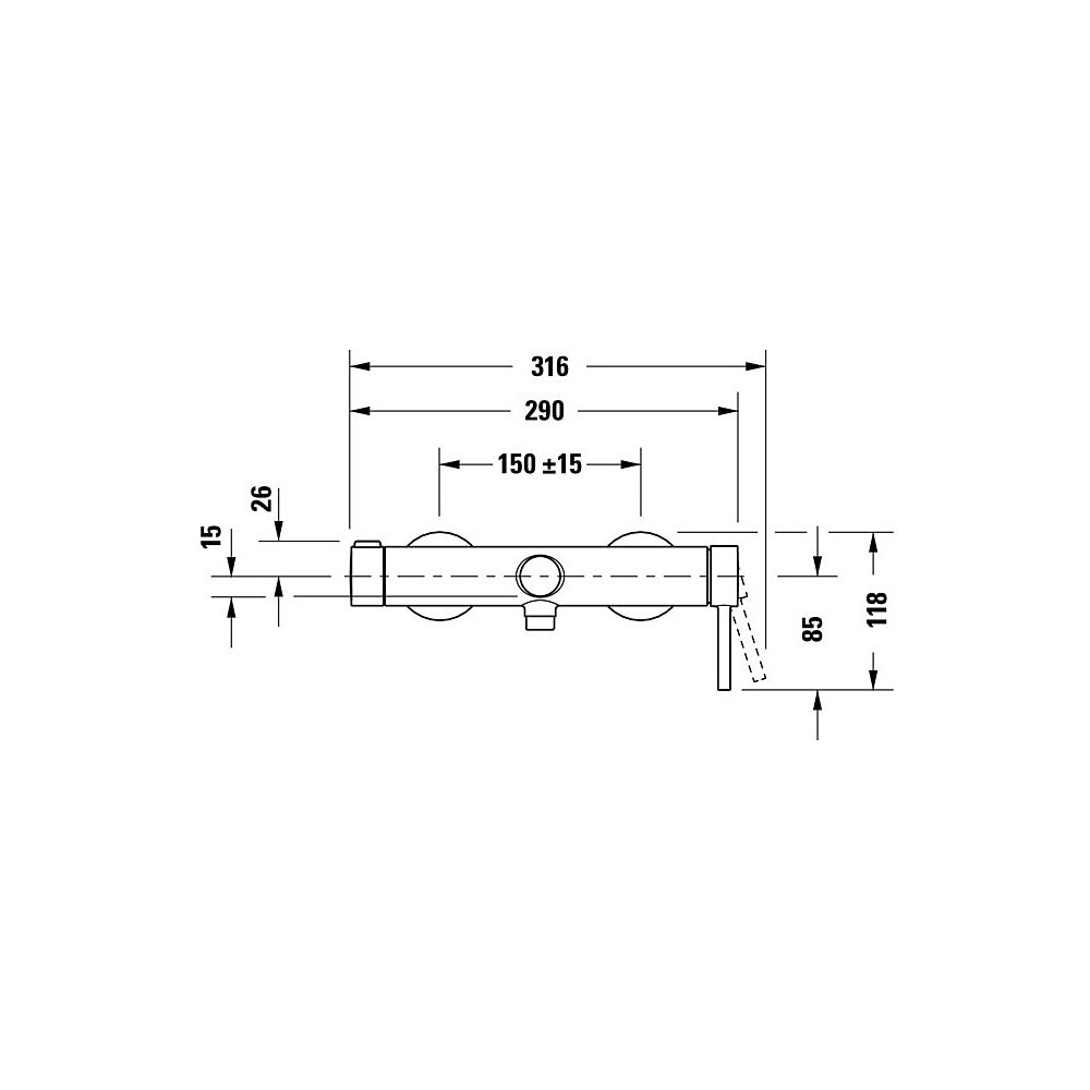 Duravit Circle Einhebel-Wannenmischer Aufputz, Chrom HG, Aufputz, Ausladung 185mm... DURAVIT-CE5230000010 4067116104578 (Abb. 8)