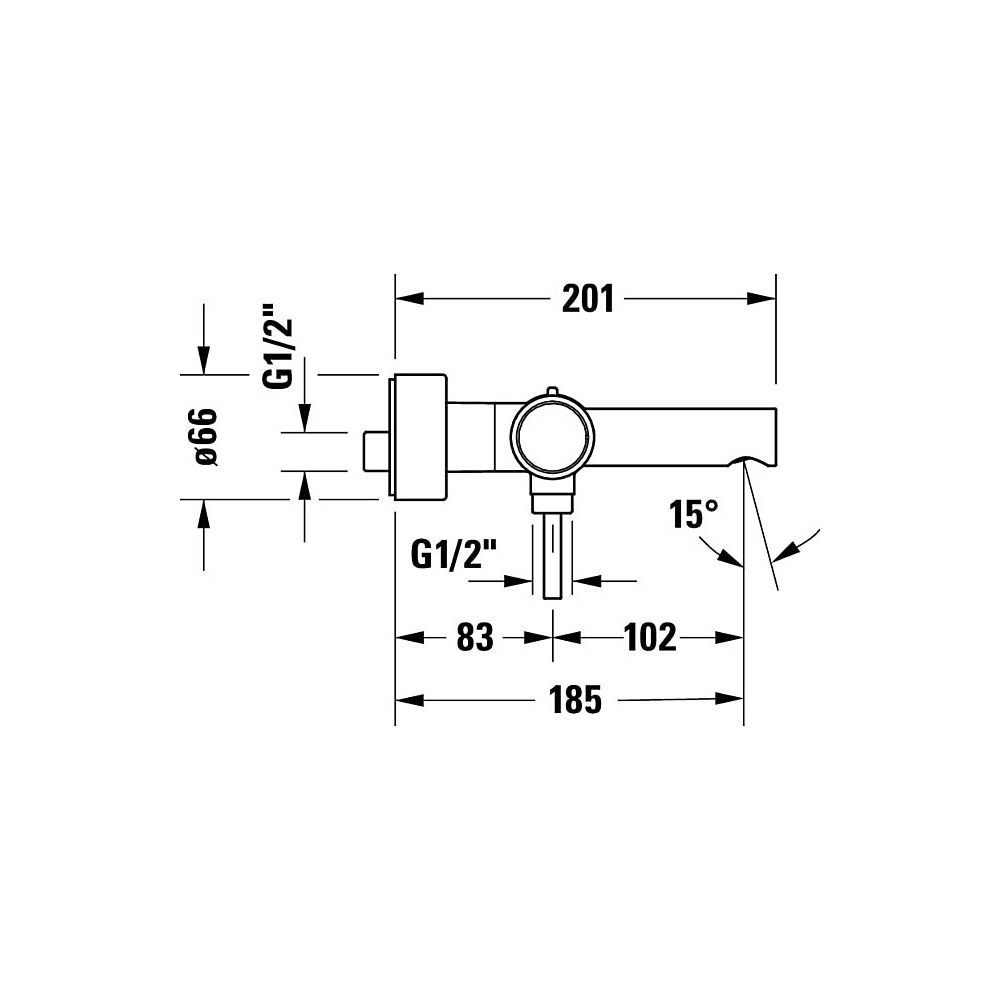Duravit Circle Einhebel-Wannenmischer Aufputz, Chrom HG, Aufputz, Ausladung 185mm... DURAVIT-CE5230000010 4067116104578 (Abb. 9)