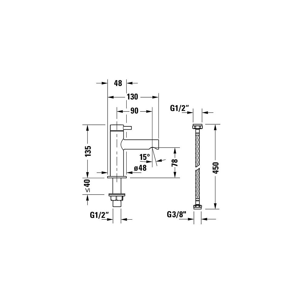 Duravit Circle Standventil Chrom, 4,5l/min, 90mm Ausladung, 135mm Höhe, Strahlfor... DURAVIT-CE1080002010 4067116104493 (Abb. 4)