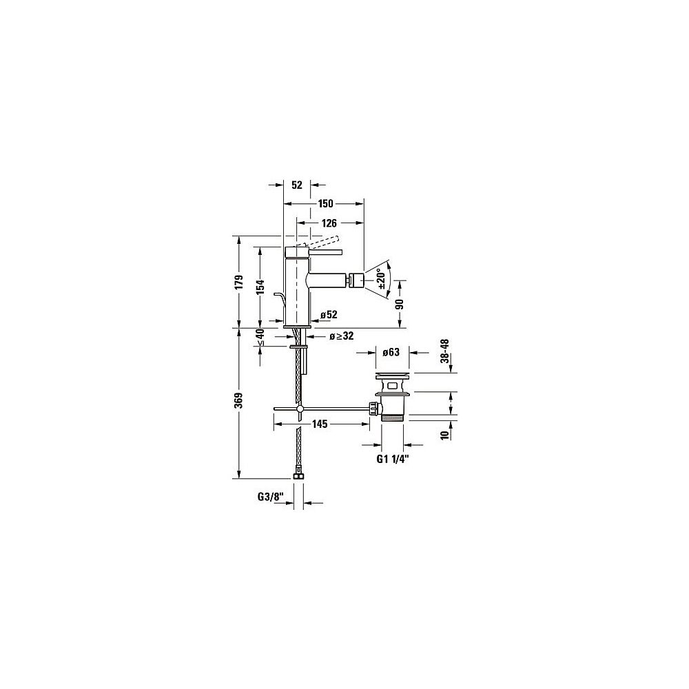 Duravit Circle Einhebel-Bidetmischer, Chrom HG, Standmontage, Ausladung 128mm, Ch... DURAVIT-CE2400001010 4067116104509 (Abb. 4)