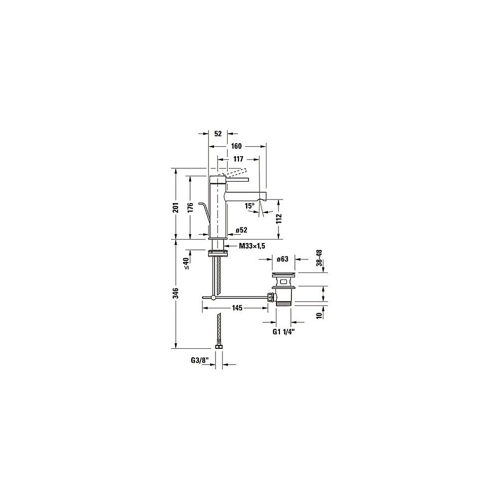 Duravit Circle Einhebel-Waschtischmischer M, Chrom 4,5l/min, mit Garnitur, Hebelg... DURAVIT-CE1020001010 4067116104356 (Abb. 5)