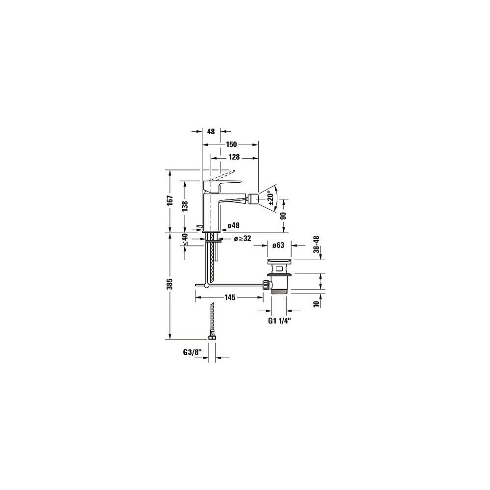 Duravit Manhattan Einhebel-Bidetmischer, Chrom Hochglanz, Chrom, Höhe 138mm, Ausl... DURAVIT-MH2400001010 4067116104851 (Abb. 4)