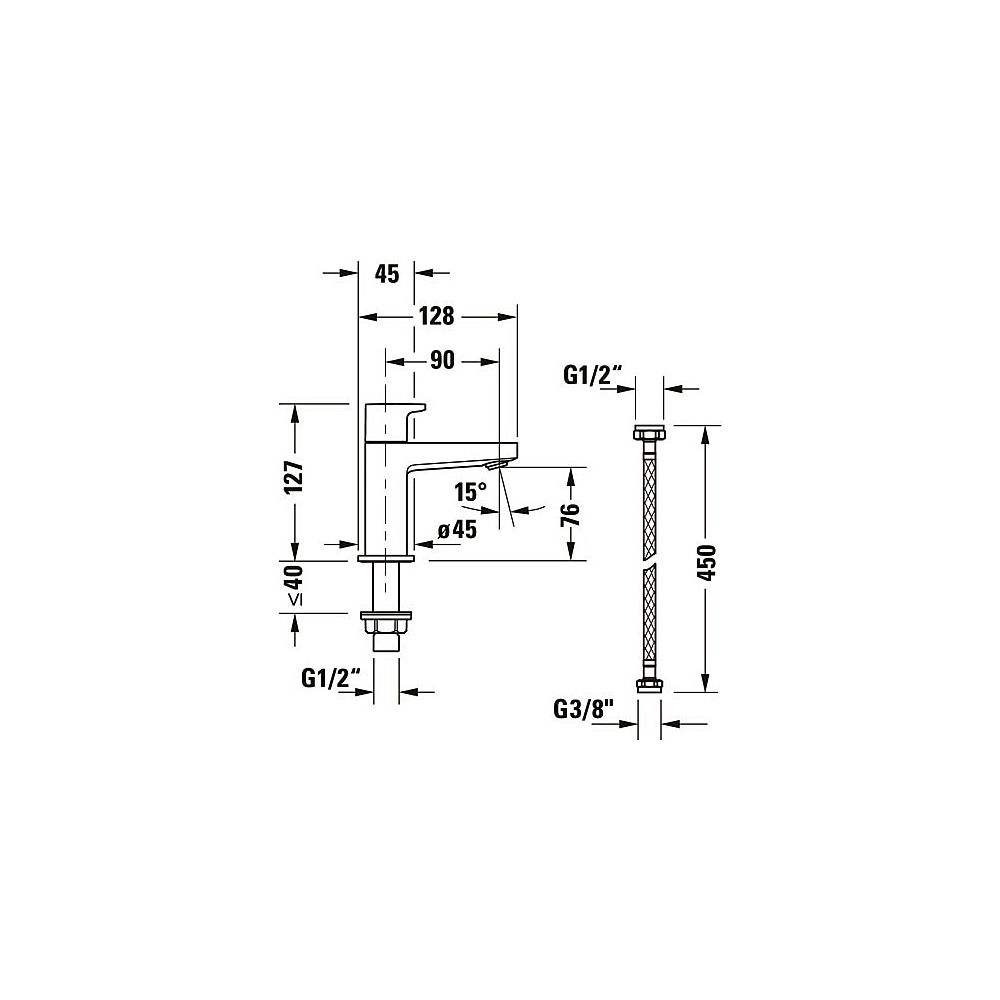 Duravit Manhattan Standventil Mattschwarz, 5,5l/min, 90mm Ausladung, 127mm Höhe, ... DURAVIT-MH1080002046 4067116104844 (Abb. 4)