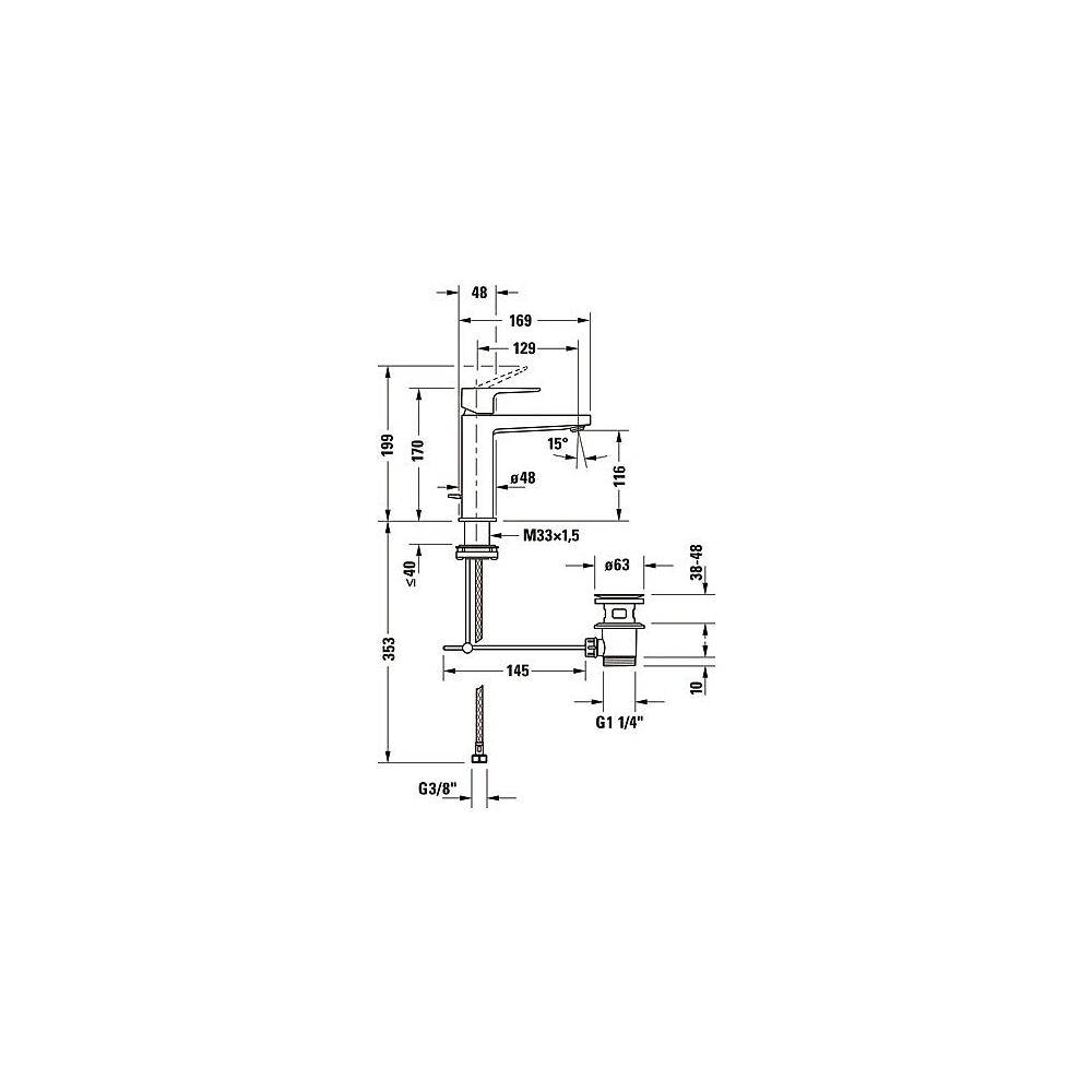 Duravit Manhattan Einhebel-Waschtischmischer M, Mattschwarz, 4,5l/min, mit Garnit... DURAVIT-MH1020001046 4067116104721 (Abb. 6)