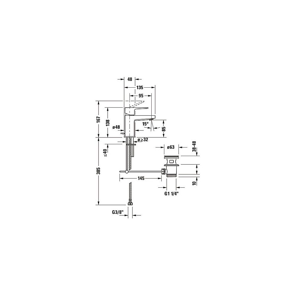 Duravit Manhattan Einhebel-Waschtischmischer S FreshStart, Chrom, 4,5l/min, mit G... DURAVIT-MH1011001010 4067116104677 (Abb. 4)