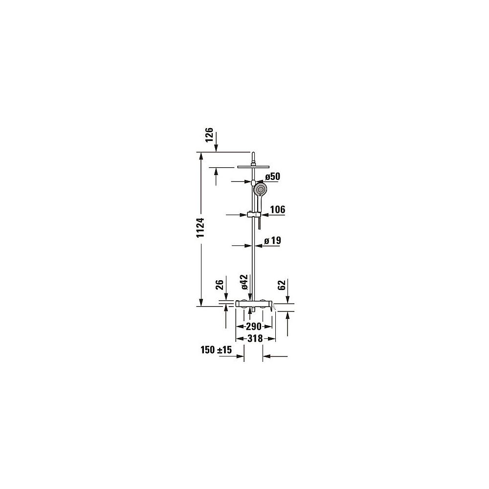 Duravit Wave Duschsystem, Einhebel-Brausemischer, Chrom HG, Höhe 1124mm, Brausesc... DURAVIT-WA4280007010 4067116105773 (Abb. 6)