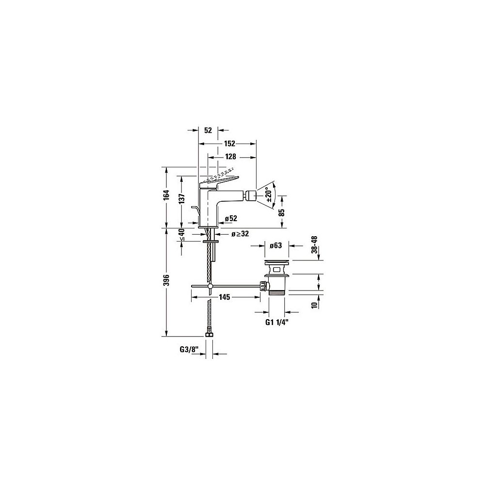 Duravit Wave Einhebel-Bidetmischer, Bronze gebürstet, 5l/min, mit Garnitur, Ausla... DURAVIT-WA2400001004 4067116105544 (Abb. 2)
