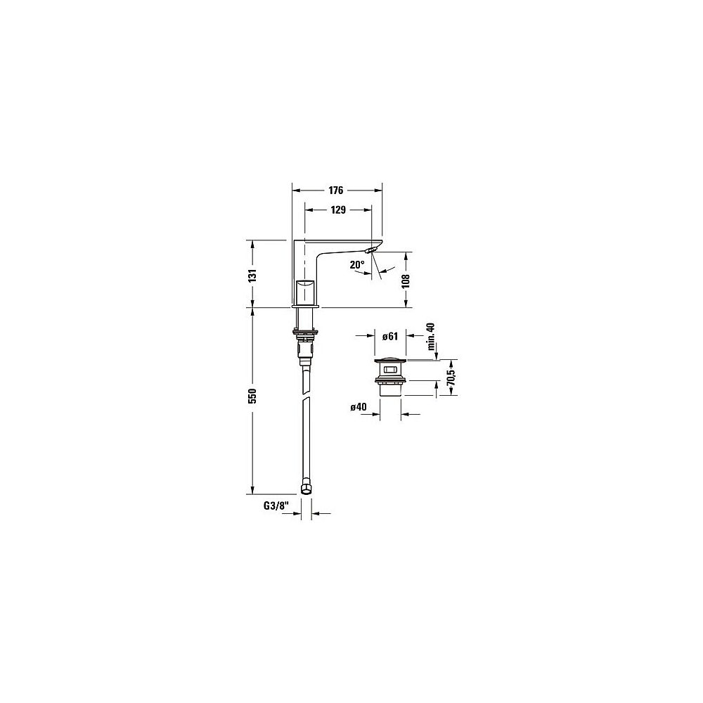 Duravit Wave 3-Loch Waschtischarmatur Keramikmischsystem, ohne Zugstange, Gold po... DURAVIT-WA1060005034 4067116105414 (Abb. 6)