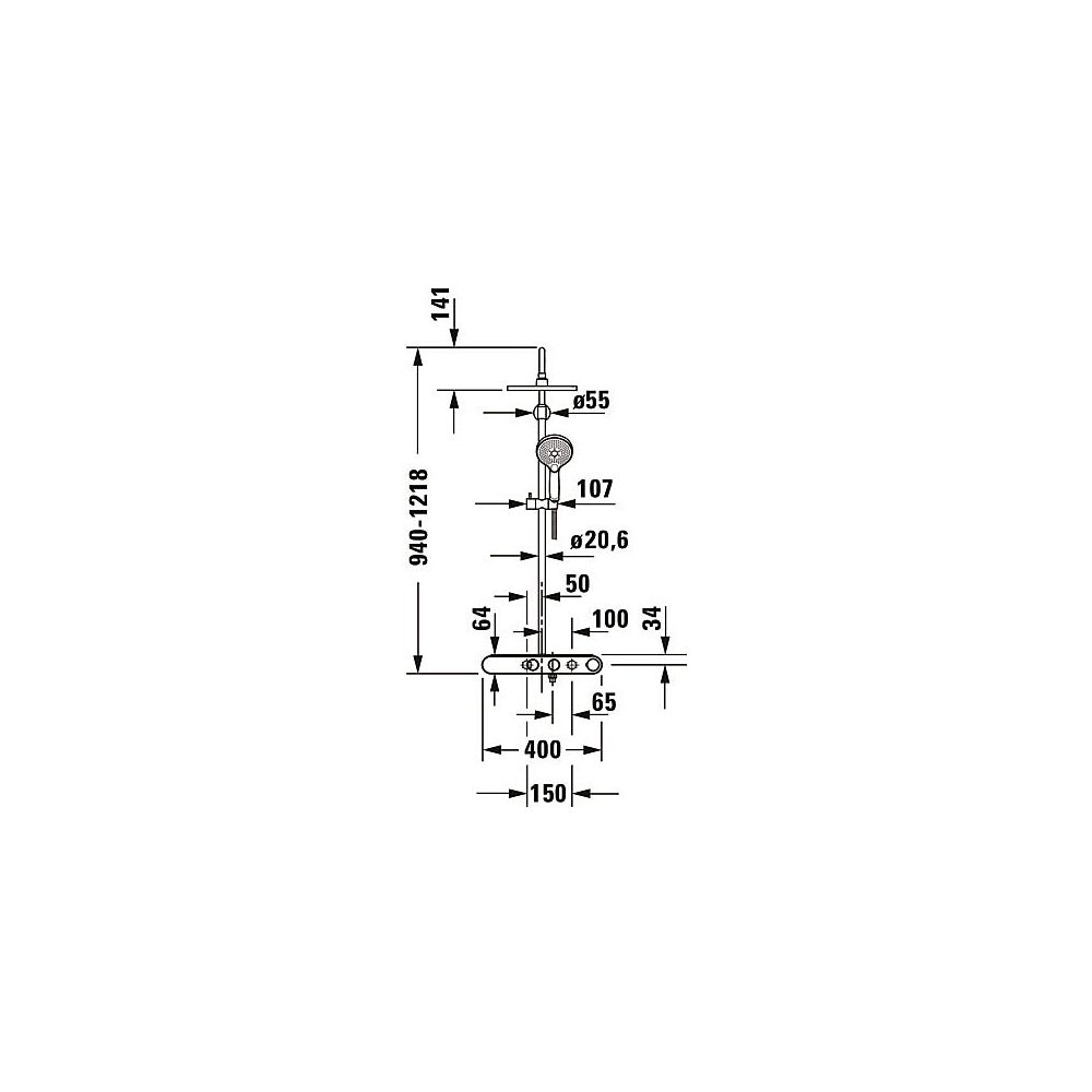 Duravit Shower Systems Duschsystem Chrom, Thermostat, Kopfbrause 230mm, 10,5l/mi... DURAVIT-TH4380008005 4067116161304 (Abb. 26)