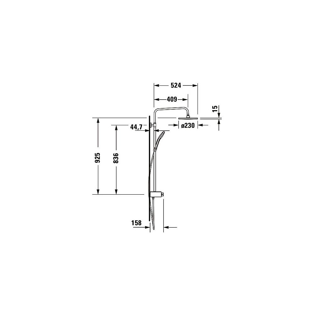 Duravit Shower Systems Duschsystem Chrom, Thermostat, Kopfbrause 230mm, 10,5l/mi... DURAVIT-TH4380008005 4067116161304 (Abb. 27)