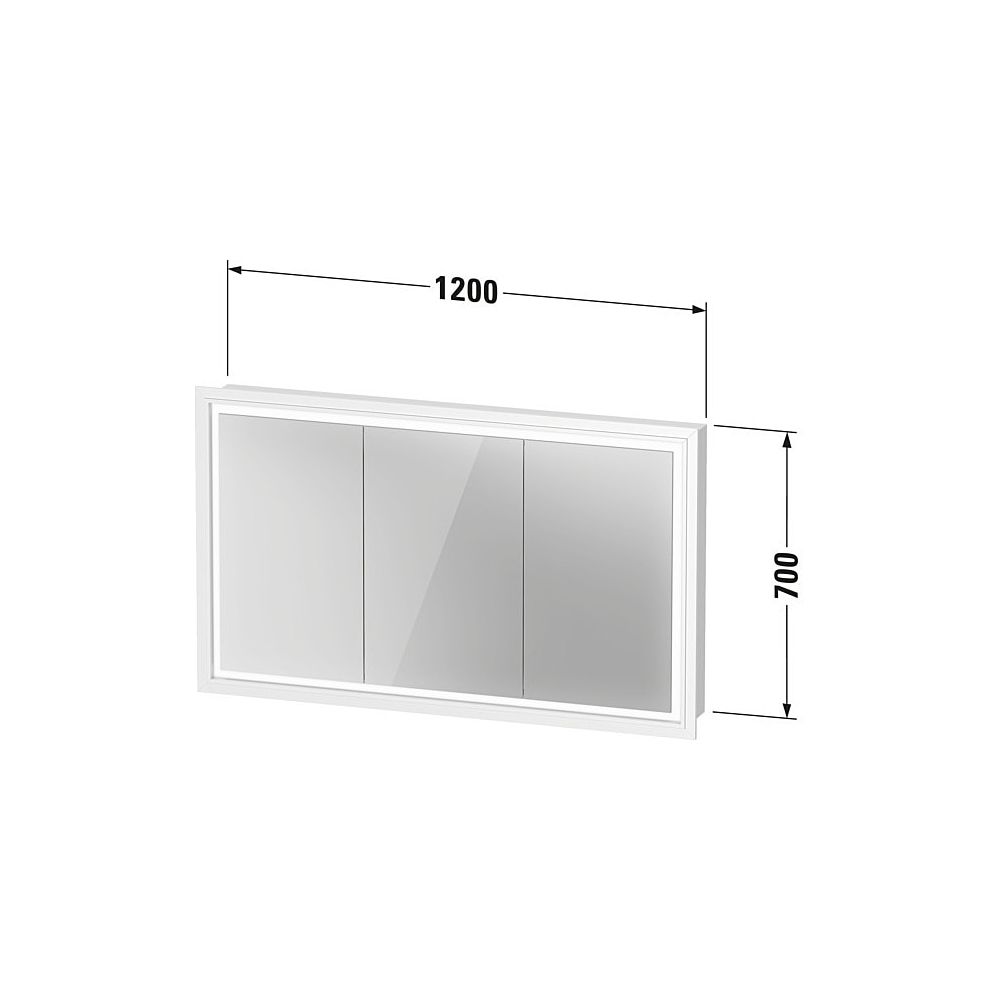 Duravit L-Cube Spiegelschrank Einbau 155x1200x700mm, Weiß, 3 Türen L, 4 Glasfa... DURAVIT-LC7653018180000 4067116101652 (Abb. 2)