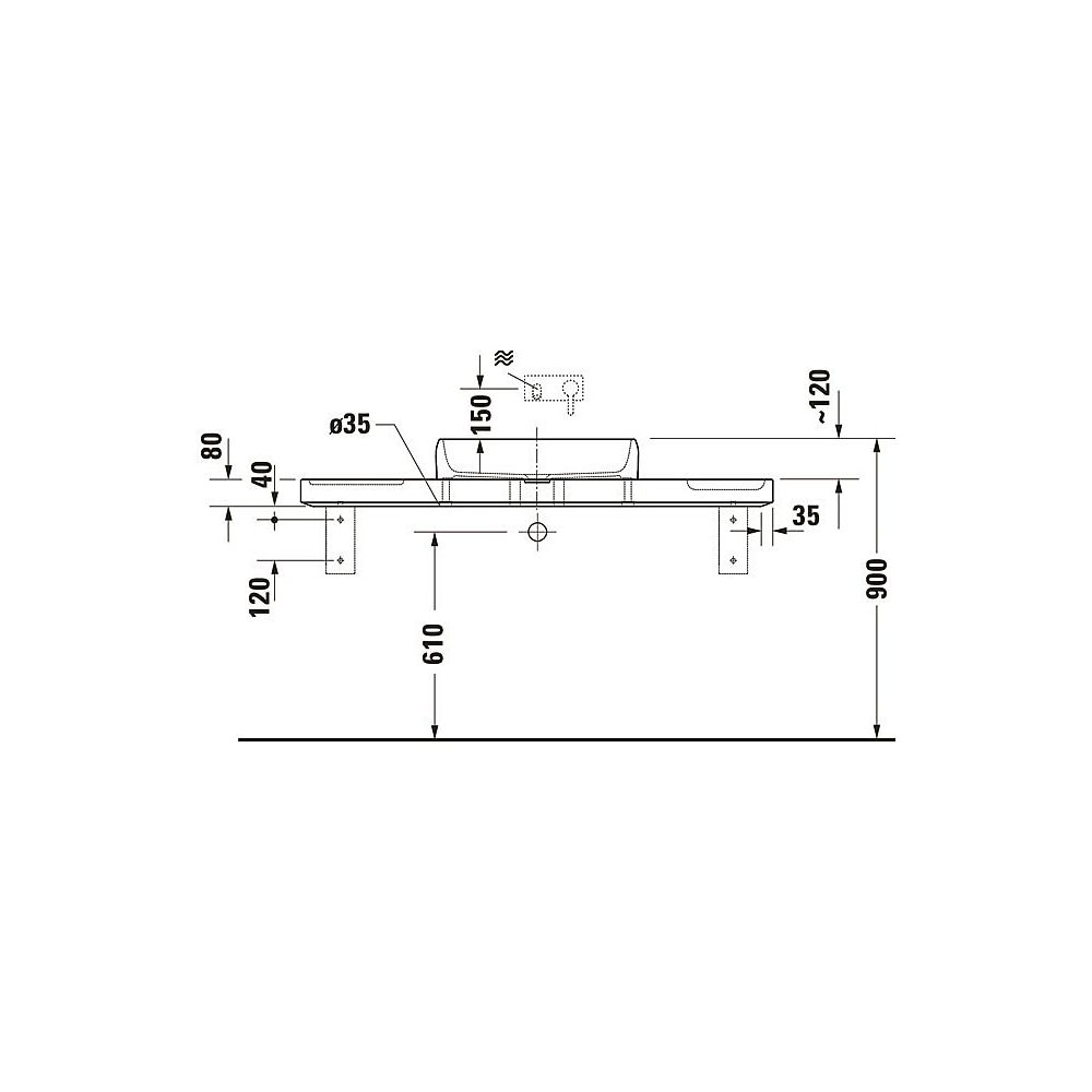 Duravit Qatego Aufsatzbecken Weiß Hochglanz mit Konsole Marmor poliert, Konsolenträg... DURAVIT-D4800700 4067116314748 (Abb. 13)