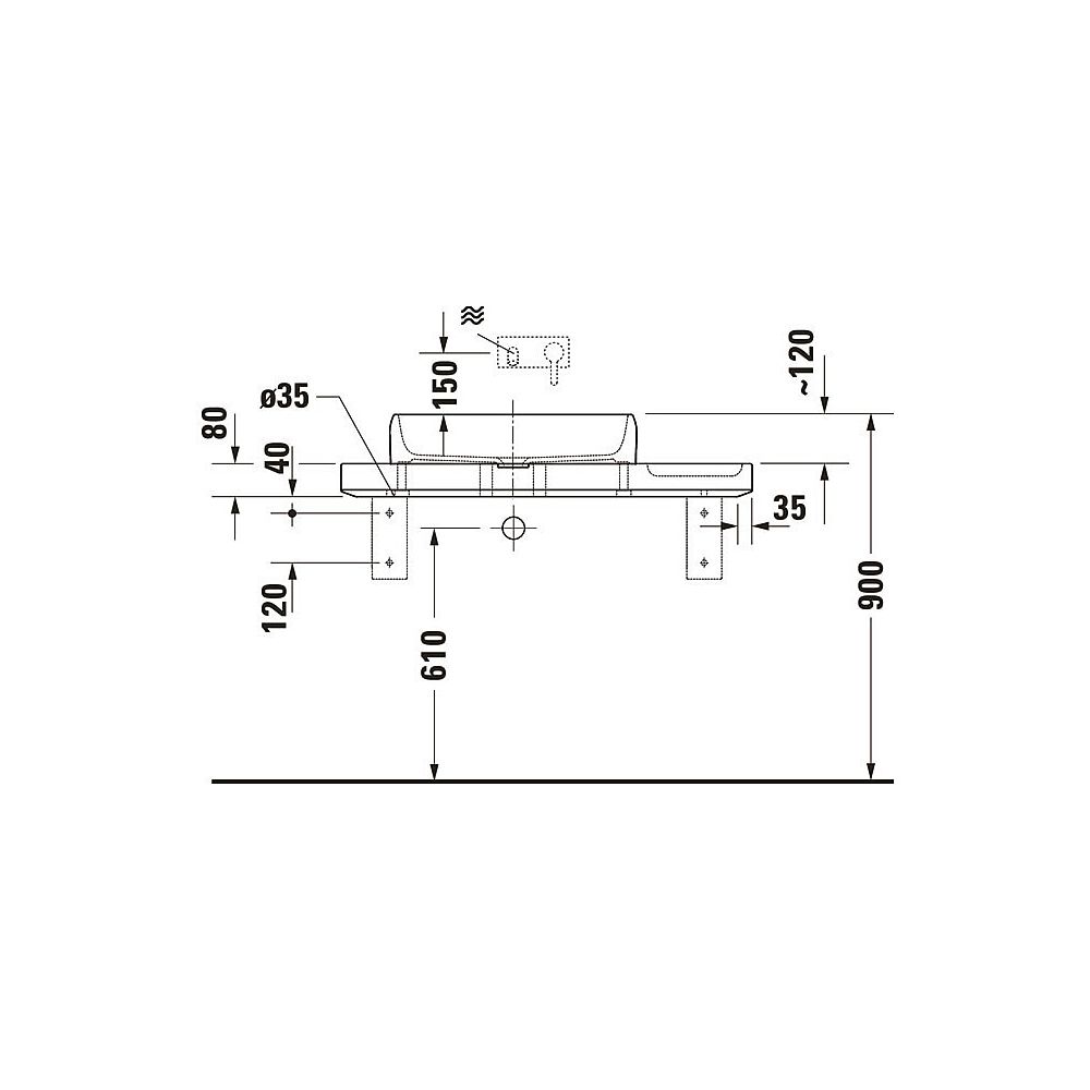 Duravit Qatego Aufsatzbecken Weiß Hochglanz mit Konsole Marmor poliert, Konsolenträge... DURAVIT-D4800400 4067116314717 (Abb. 3)