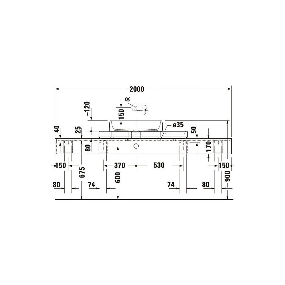 Duravit Qatego Aufsatzbecken mit Konsole 410x1000x200mm, Rechteckig, Geschliffen, D48... DURAVIT-D4800100 4067116314687 (Abb. 4)