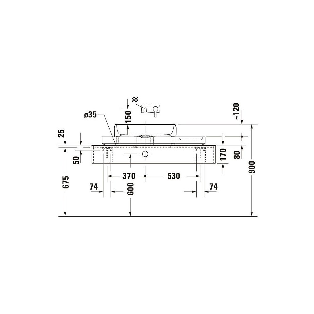 Duravit Qatego Aufsatzbecken mit Konsole 410x1000x200mm, Rechteckig, Geschliffen, D48... DURAVIT-D4800100 4067116314687 (Abb. 5)