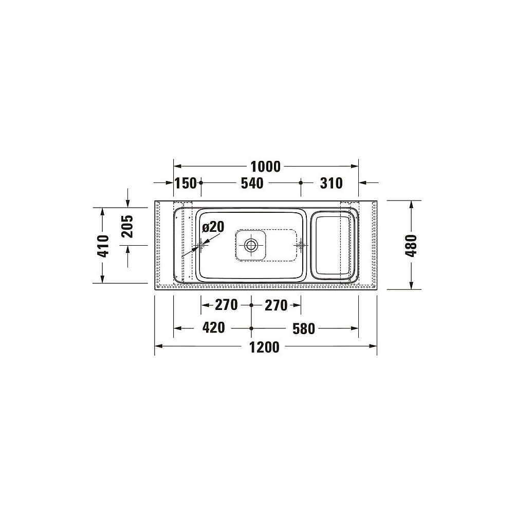 Duravit Qatego Aufsatzbecken mit Konsole 410x1000x200mm, Rechteckig, Geschliffen, D48... DURAVIT-D4800100 4067116314687 (Abb. 6)