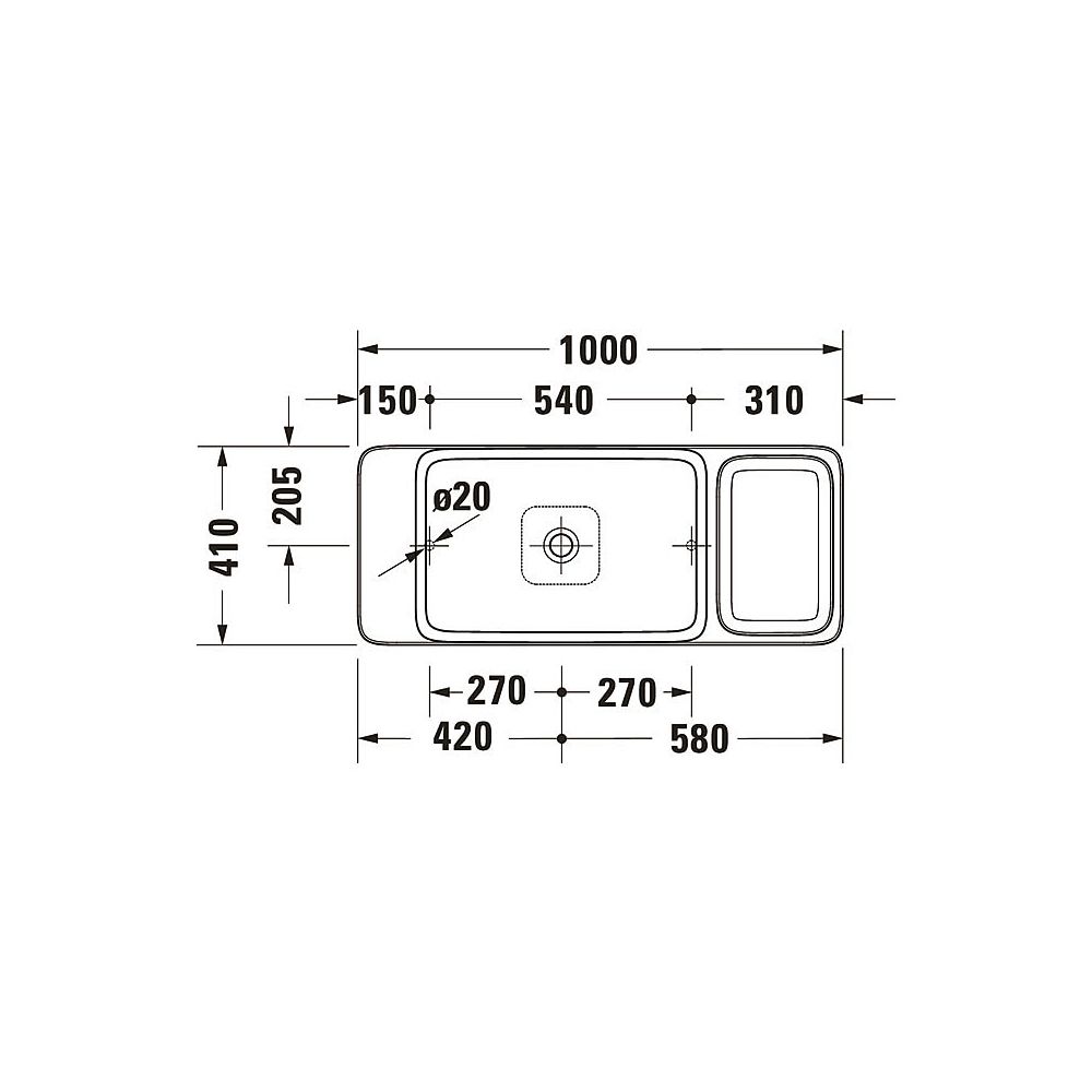 Duravit Qatego Aufsatzbecken mit Konsole 410x1000x200mm, Rechteckig, Geschliffen, D48... DURAVIT-D4800100 4067116314687 (Abb. 7)