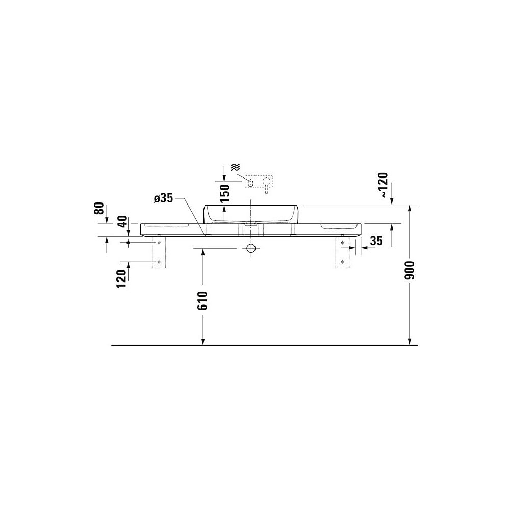 Duravit Qatego Aufsatzbecken Weiß Hochglanz mit Konsole Marmor poliert, Konsolenträg... DURAVIT-D4800700 4067116314748 (Abb. 15)