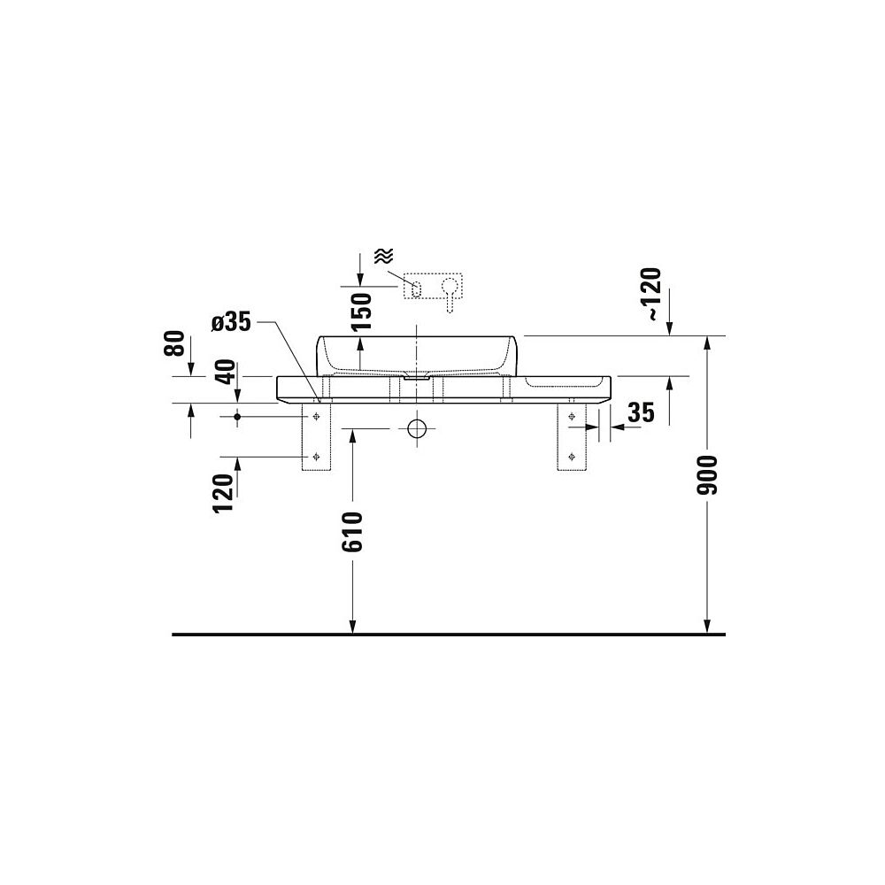 Duravit Qatego Aufsatzbecken Weiß Hochglanz mit Konsole Marmor poliert, Konsolenträge... DURAVIT-D4800400 4067116314717 (Abb. 5)