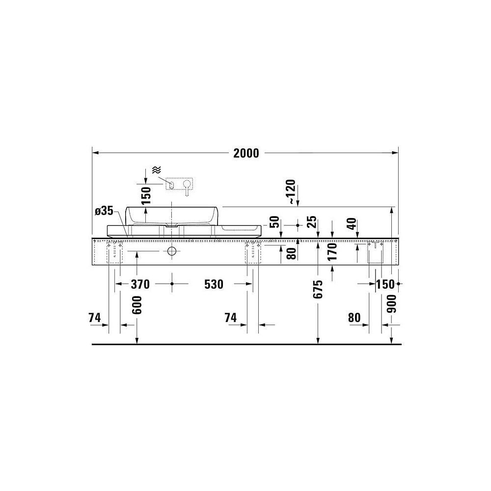 Duravit Qatego Aufsatzbecken mit Konsole 410x1000x200mm, Rechteckig, Geschliffen, D48... DURAVIT-D4800100 4067116314687 (Abb. 8)