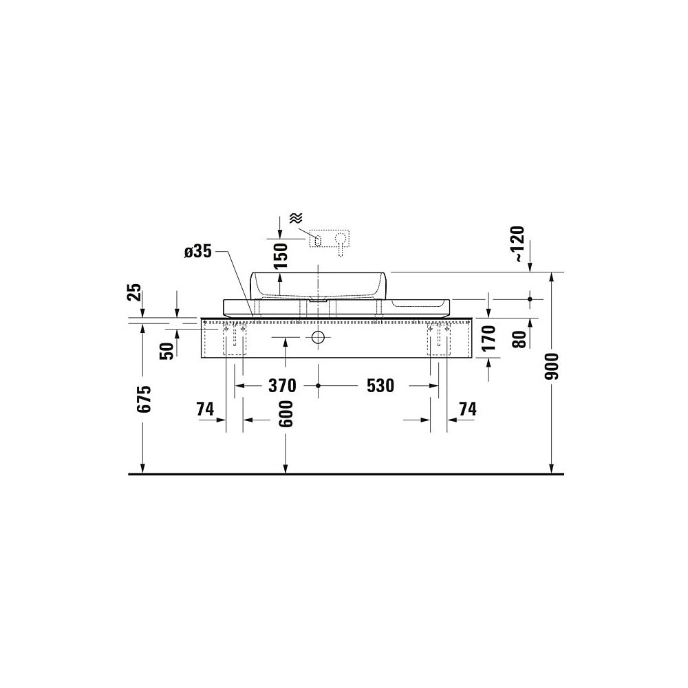 Duravit Qatego Aufsatzbecken mit Konsole 410x1000x200mm, Rechteckig, Geschliffen, D4... DURAVIT-D4800100 4067116314687 (Abb. 10)