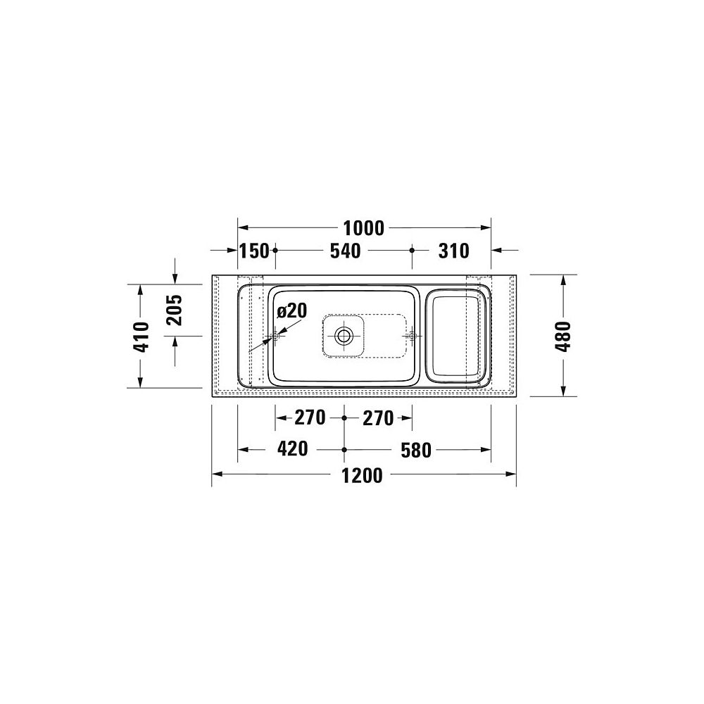 Duravit Qatego Aufsatzbecken mit Konsole 410x1000x200mm, Rechteckig, Geschliffen, D4... DURAVIT-D4800100 4067116314687 (Abb. 11)