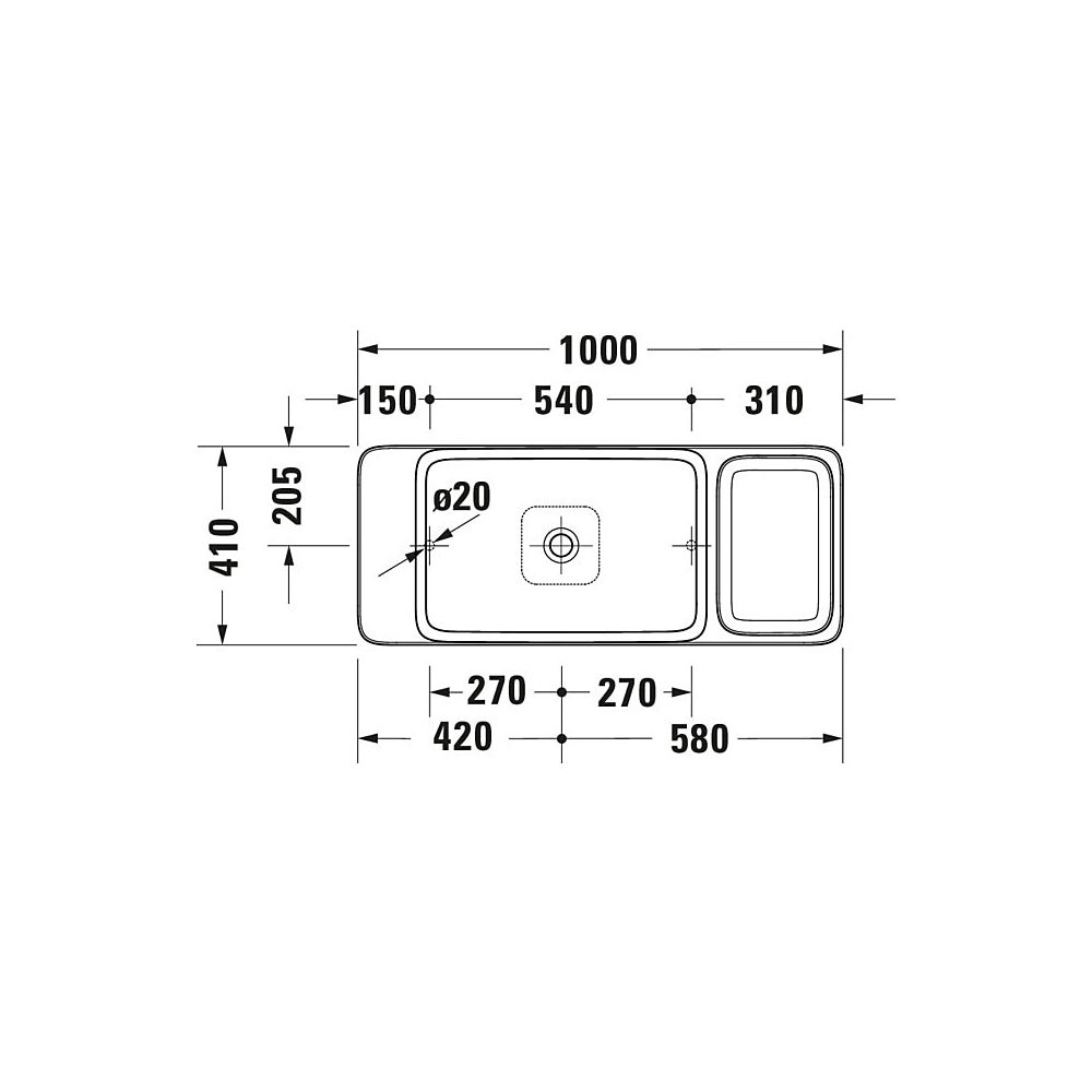 Duravit Qatego Aufsatzbecken mit Konsole 410x1000x200mm, Rechteckig, Geschliffen, D4... DURAVIT-D4800100 4067116314687 (Abb. 12)
