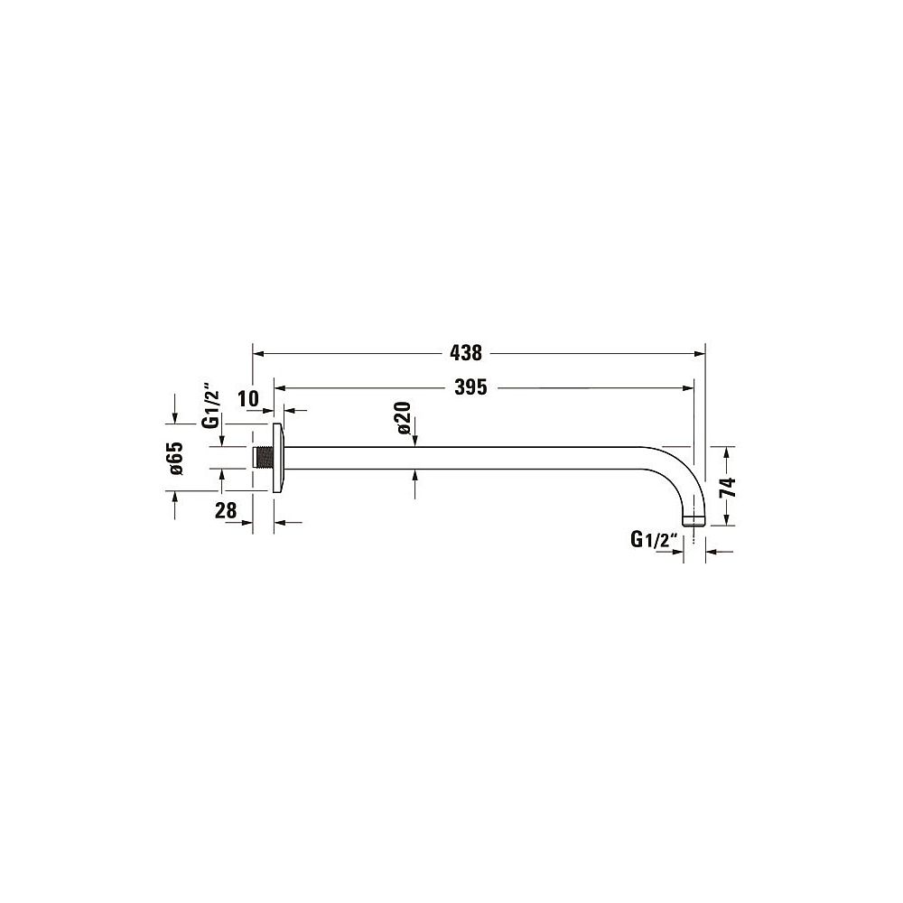 Duravit Brausearm Länge 410mm Wandmontage Rosette rund, Edelstahl gebürstet... DURAVIT-UV0670028070 4067116114102 (Abb. 1)