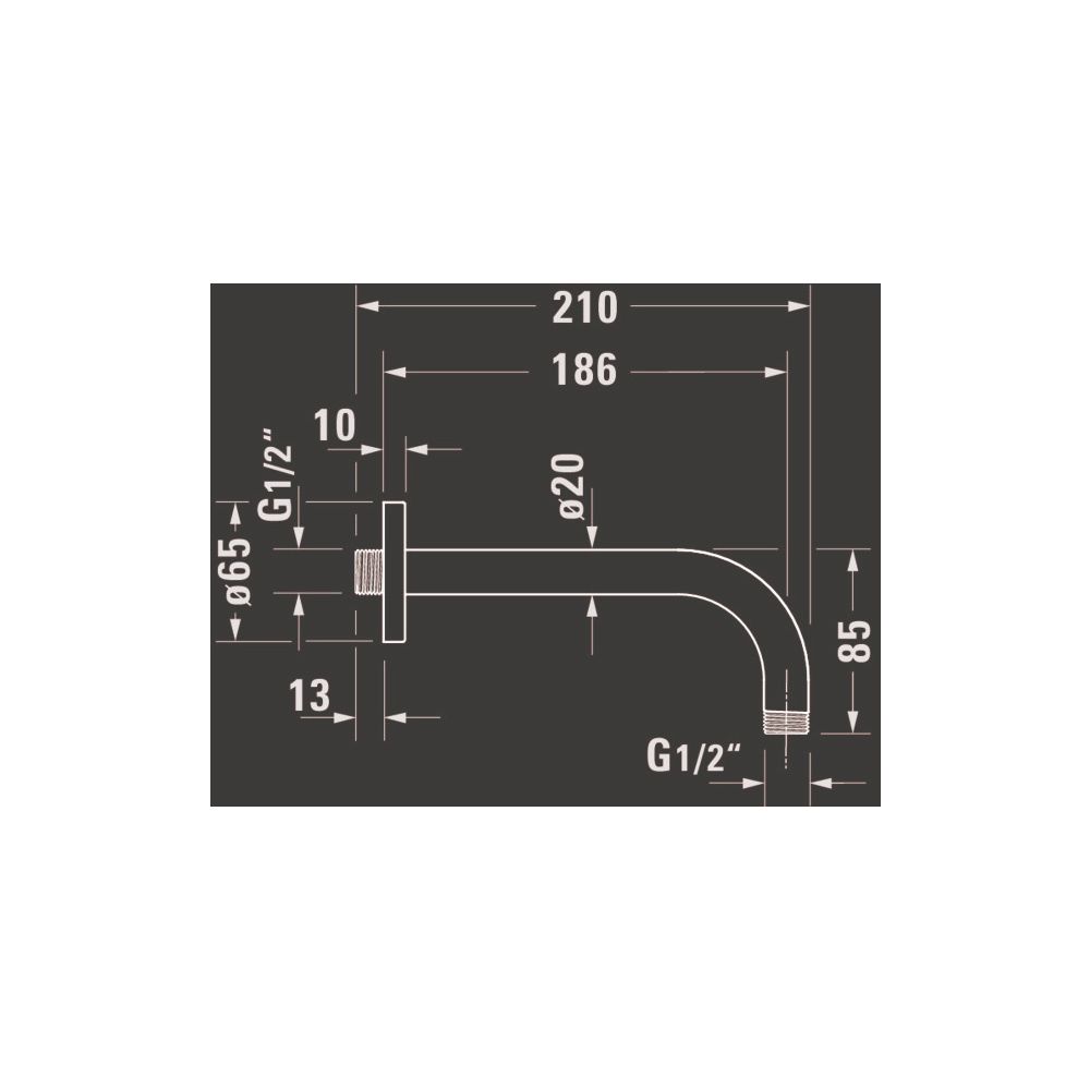 Duravit Brausearm Länge 210mm Wandmontage Rosette eckig, Chrom Hochglanz... DURAVIT-UV0670036010 4067116161434 (Abb. 3)