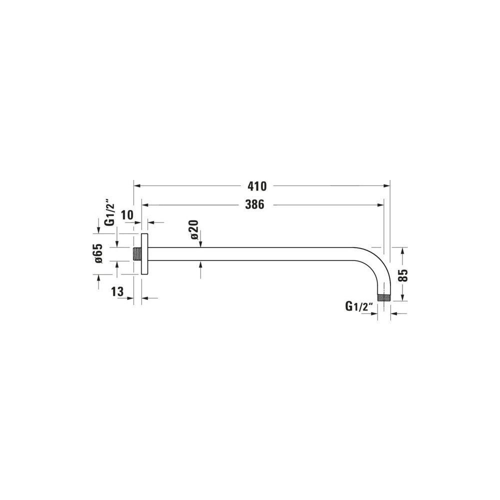 Duravit Brausearm Länge 410mm Wandmontage Rosette eckig, Chrom Hochglanz... DURAVIT-UV0670037010 4067116161458 (Abb. 3)