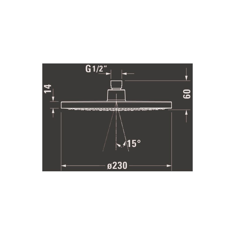 Duravit Kopfbrause, Mattschwarz, Kunststoff, MinusFlow, Rund, d. Kopfbrause 230mm... DURAVIT-UV0662017046 4067116113907 (Abb. 3)