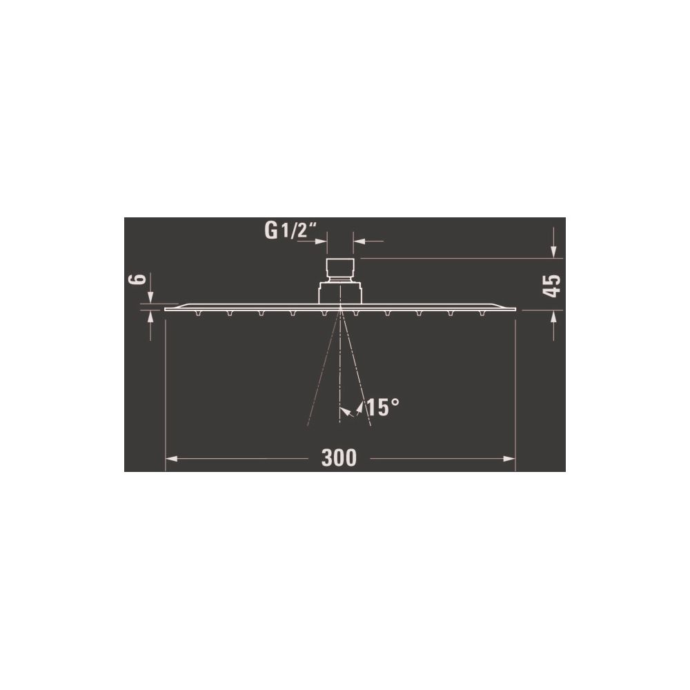 Duravit Kopfbrause, Mattschwarz, Edelstahl, Eckig, 300x300mm, 26l/min, Rain, Deck... DURAVIT-UV0660031046 4067116002348 (Abb. 2)
