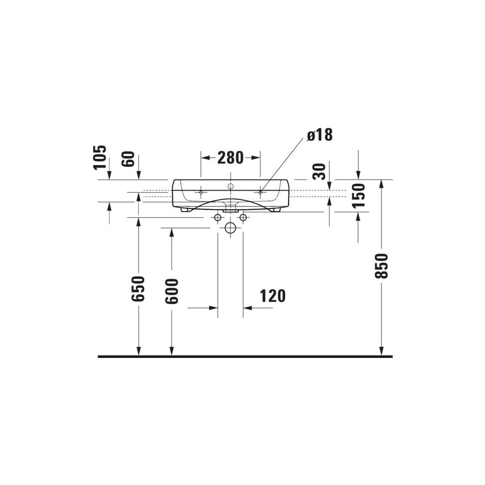 Duravit Qatego Halbeinbauwaschtisch 470x550x150mm, Weiß Hochglanz, 1 HL, mit Überla... DURAVIT-0399550000 4067116305395 (Abb. 3)