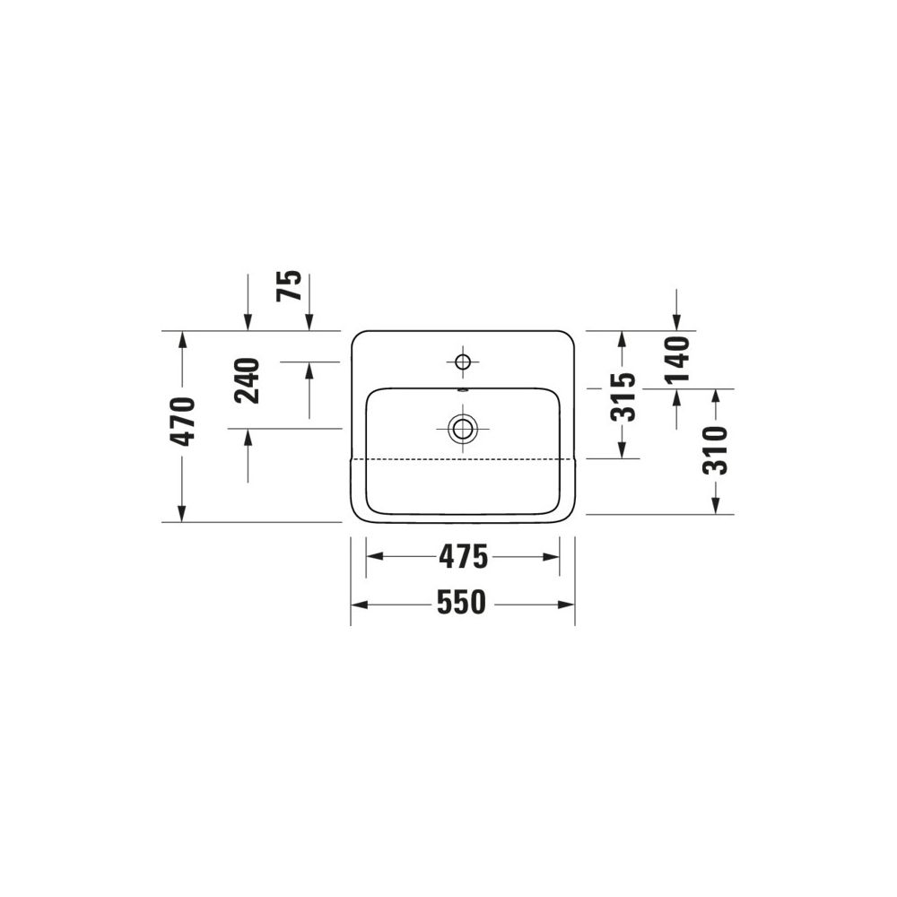 Duravit Qatego Halbeinbauwaschtisch 470x550x150mm, Weiß Hochglanz, 1 HL, mit Überla... DURAVIT-0399550000 4067116305395 (Abb. 4)